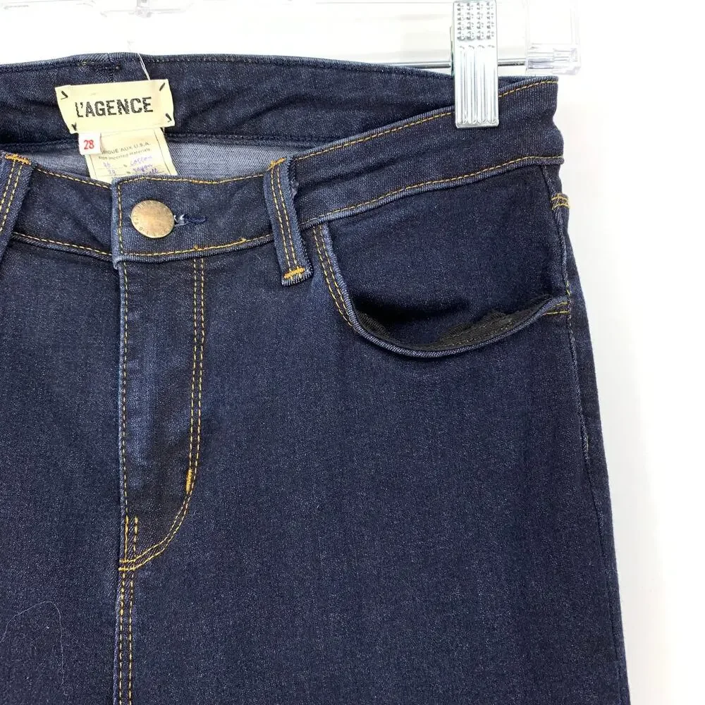L'Agence Jeans Women's Size 28 Margot High Rise Skinny In Midnight Wash
